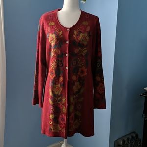 Marigold design linen-cotton cardigan